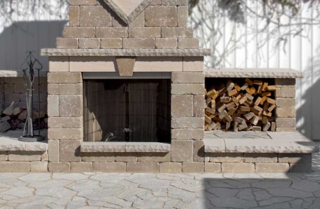 Outdoor Poolside Fireplace